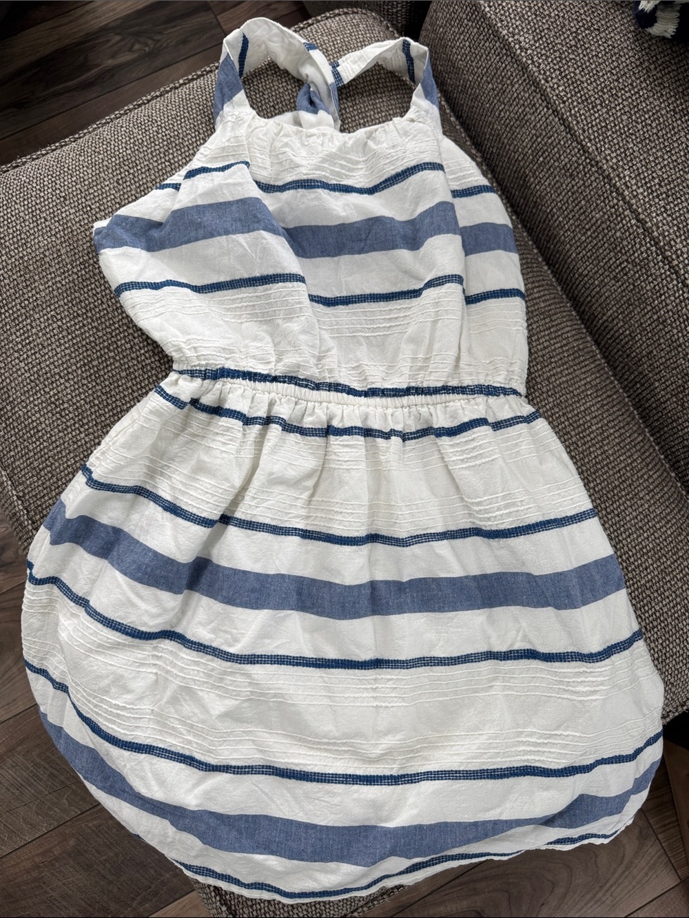 Mayoral White and Blue Striped Summer Dress